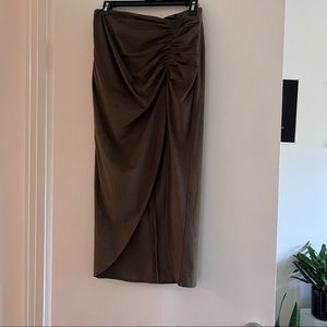 Zara faux suede midi skirt with leg slit